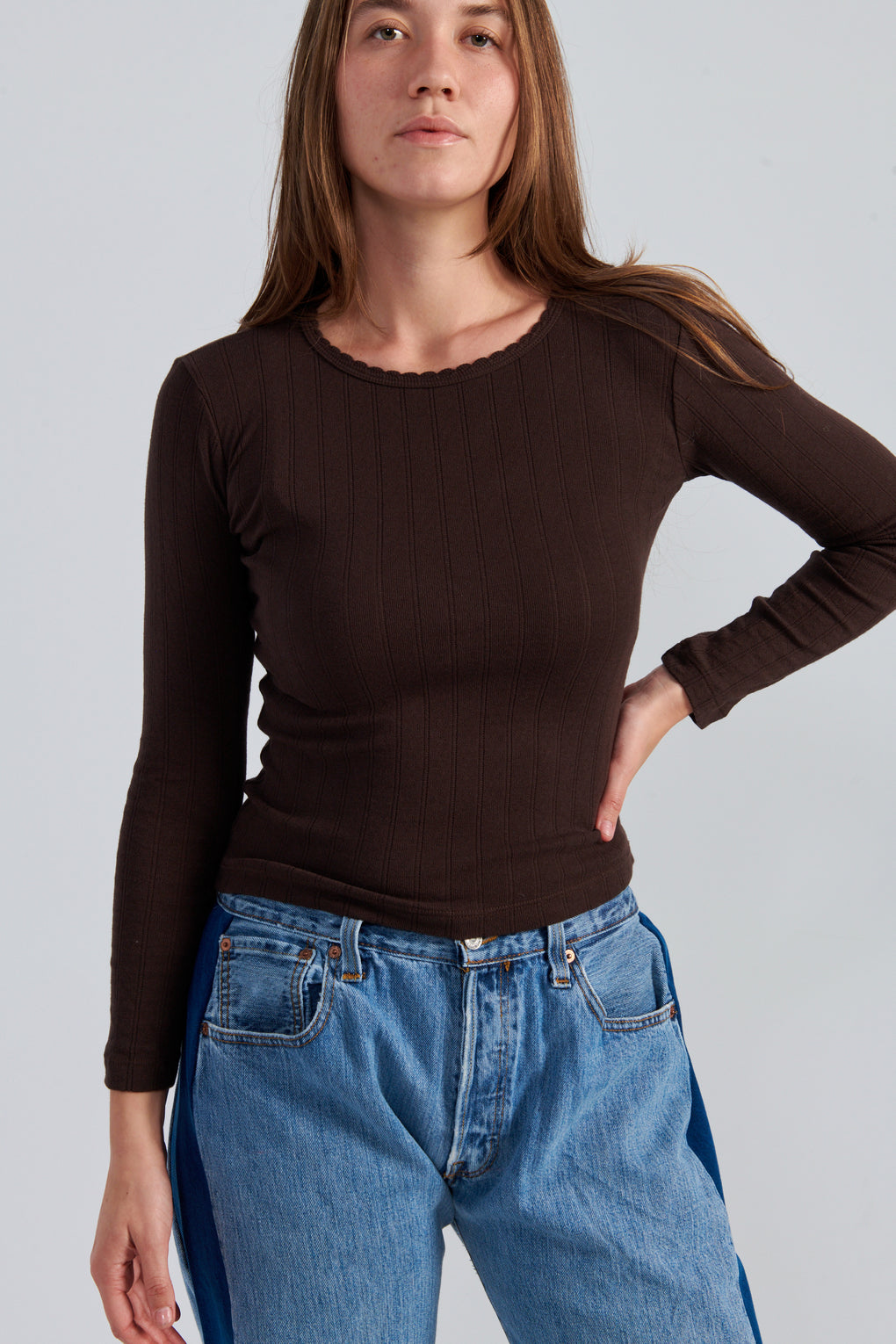 Pointelle Slim Fit Long Sleeve