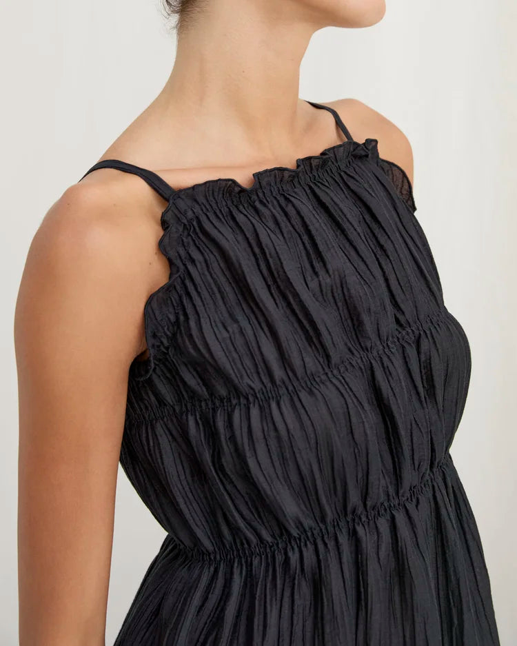 Encina Wrinkle Black Dress