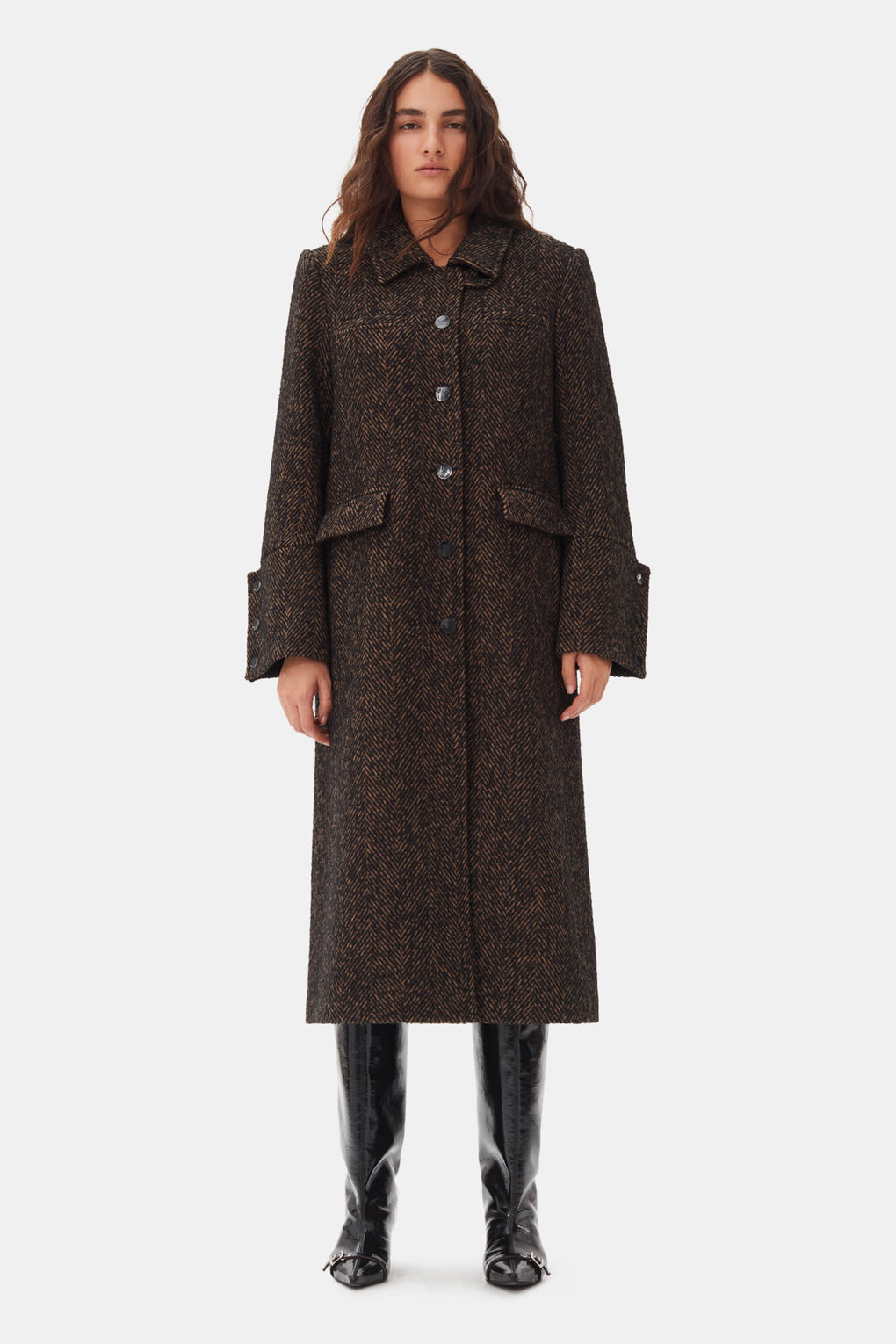 Herringbone Wool Coat