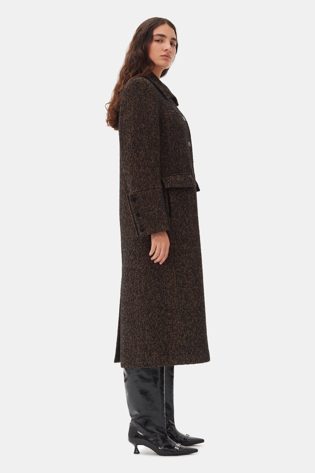 Herringbone Wool Coat