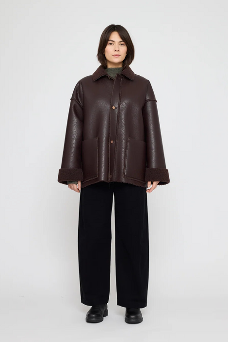 Faux Leather Shearling Jacket