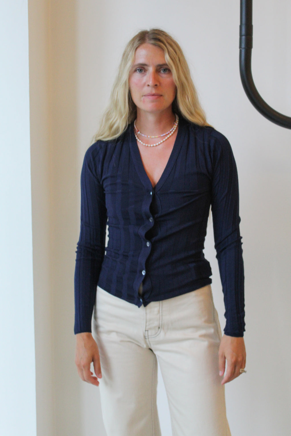 Merino V-Neck Ribbed Cardigan
