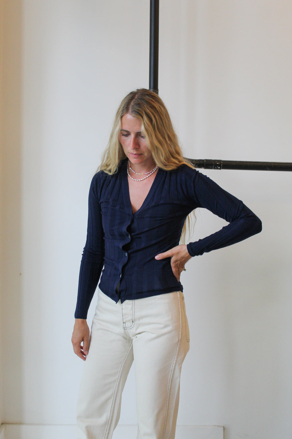 Merino V-Neck Ribbed Cardigan