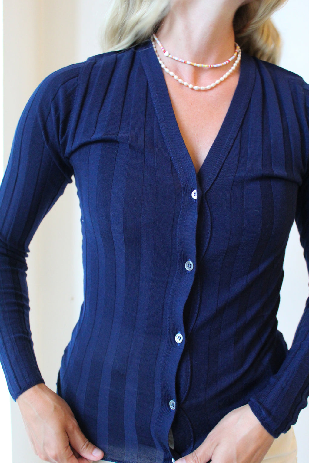 Merino V-Neck Ribbed Cardigan
