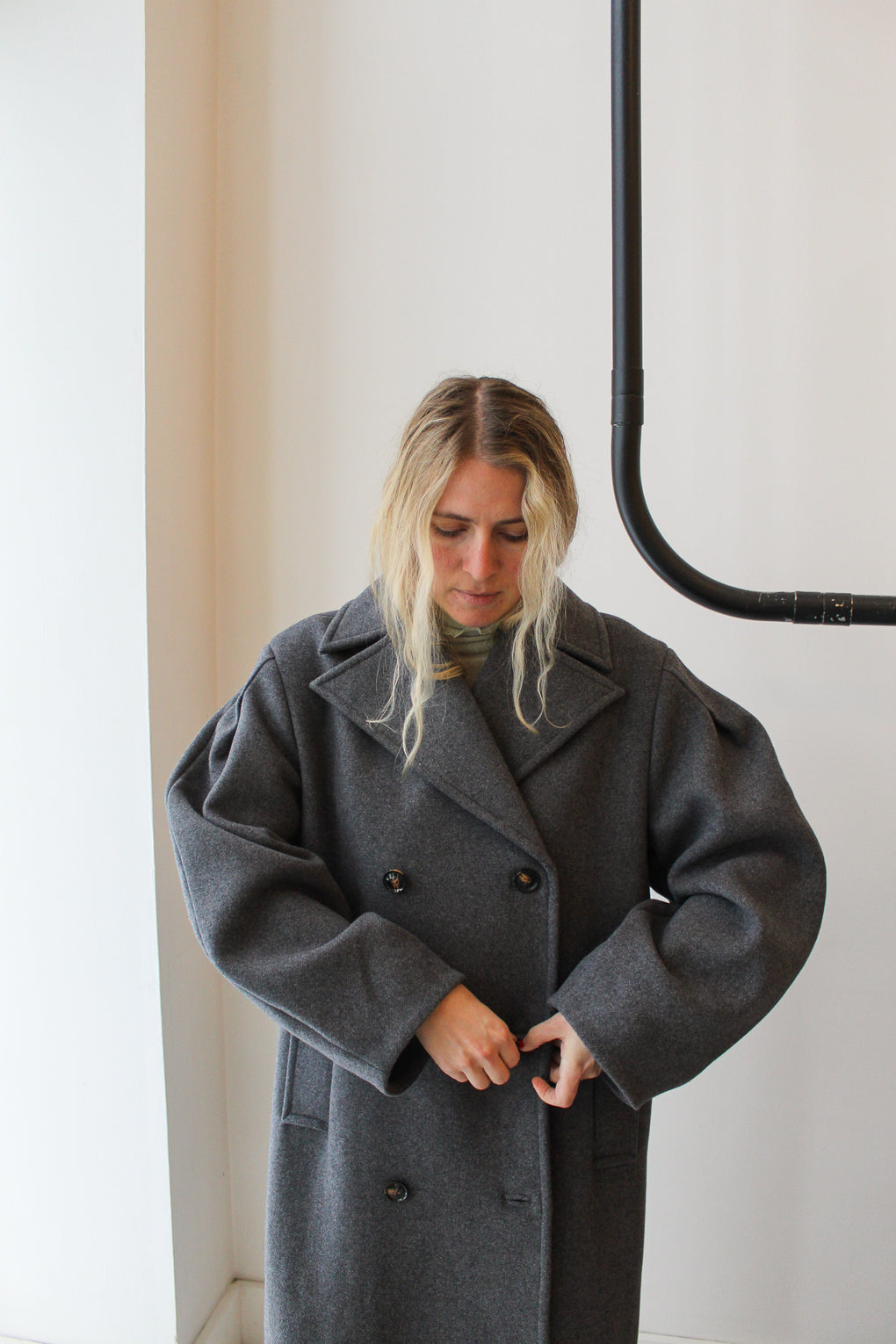 Wool Oversized Long Peacoat