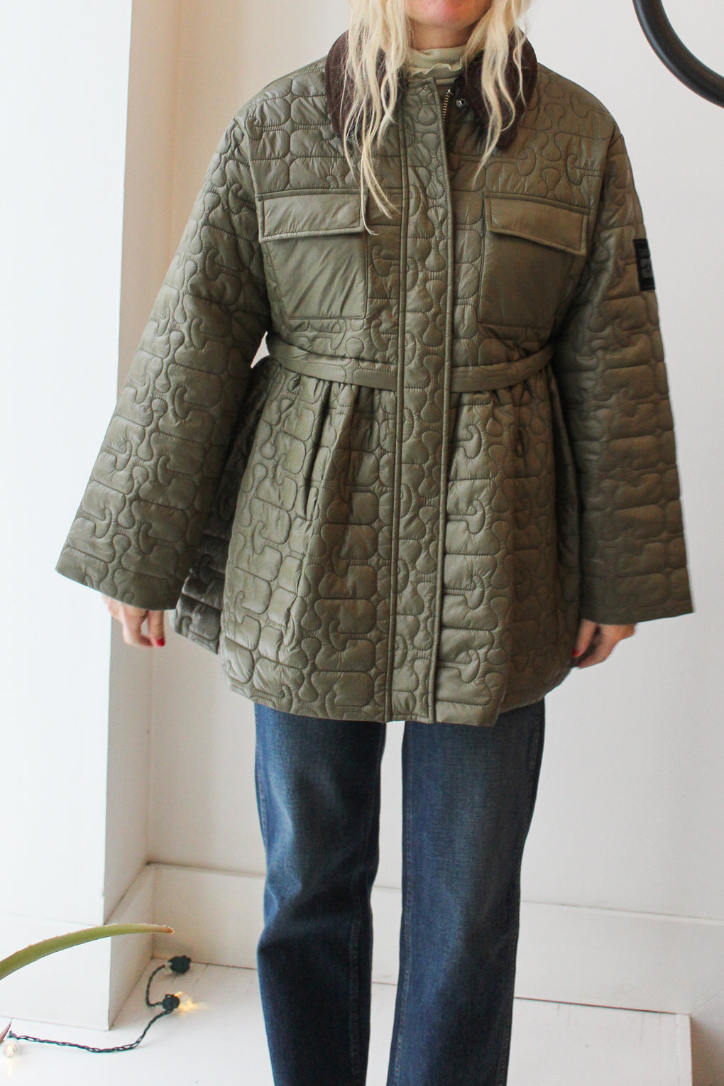 Shiny Quilt Midi Jacket