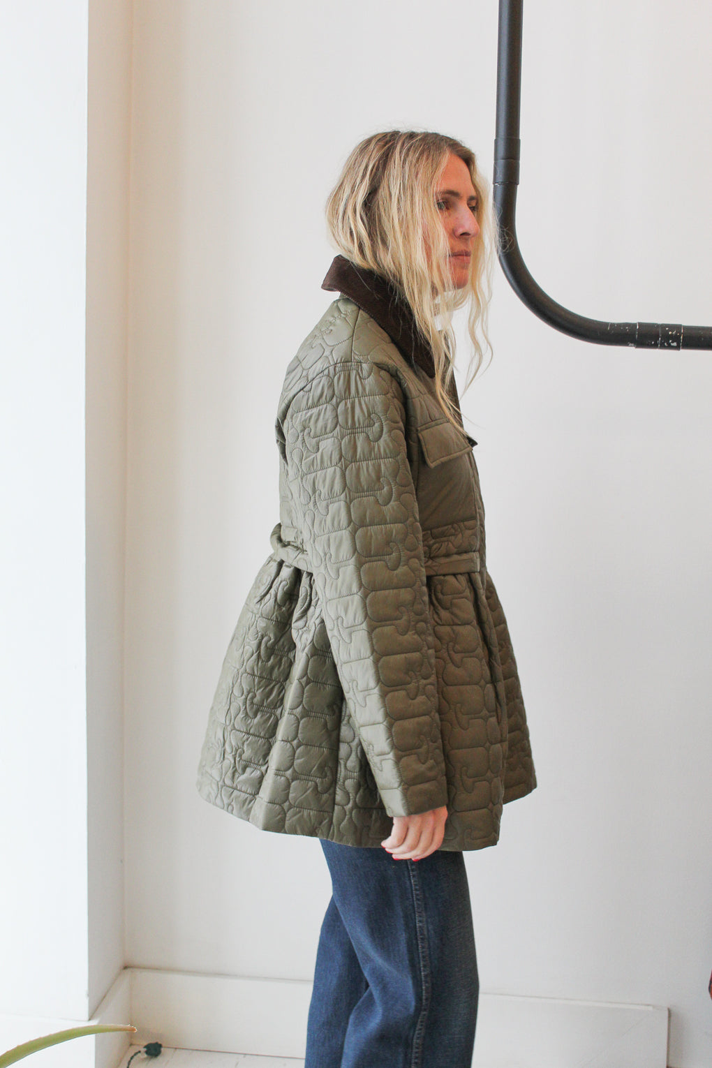 Shiny Quilt Midi Jacket