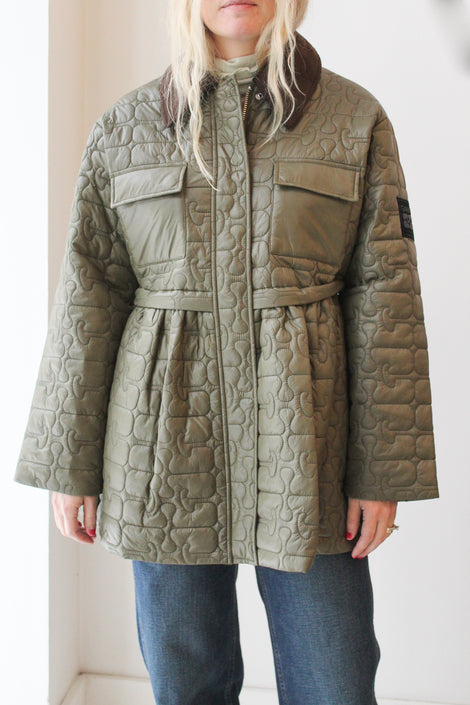 Shiny Quilt Midi Jacket