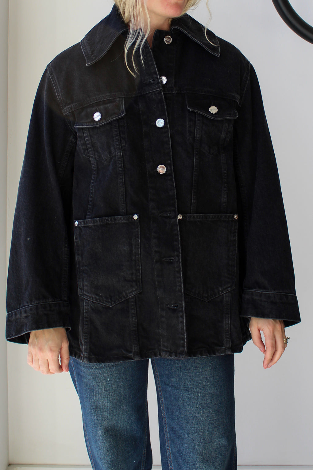 Rigid Denim Midi Jacket