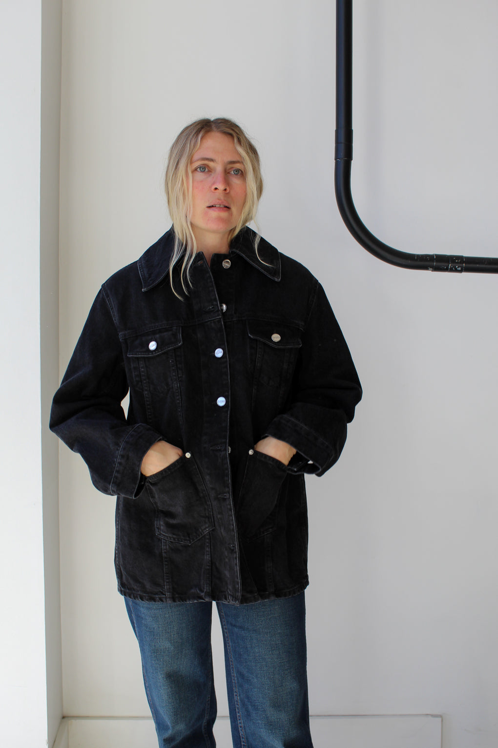 Rigid Denim Midi Jacket