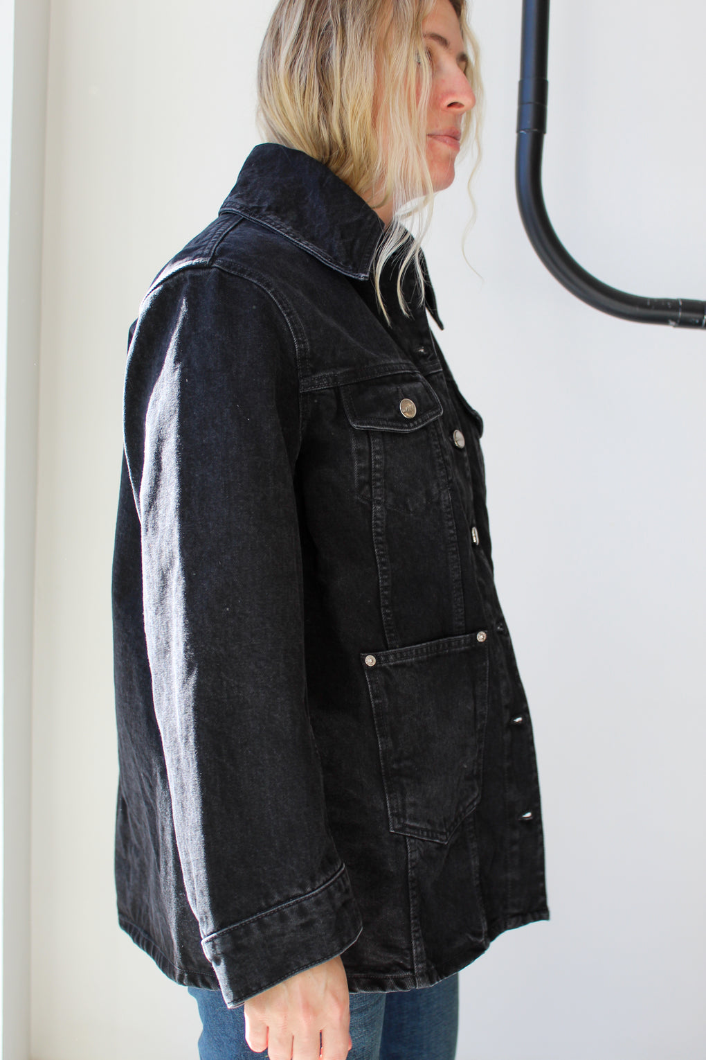 Rigid Denim Midi Jacket