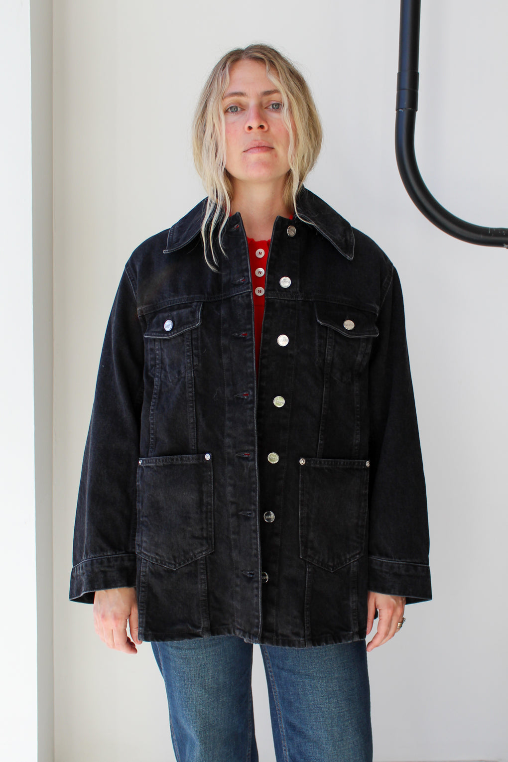 Rigid Denim Midi Jacket
