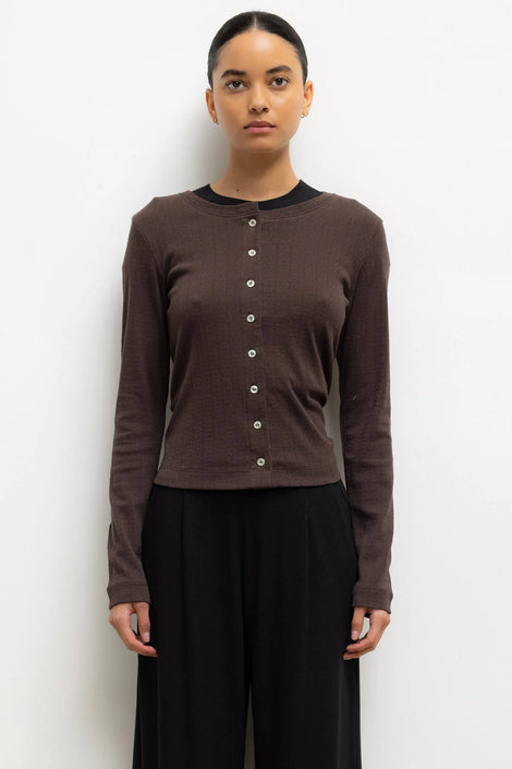 Pointelle Classic Crew Cardigan