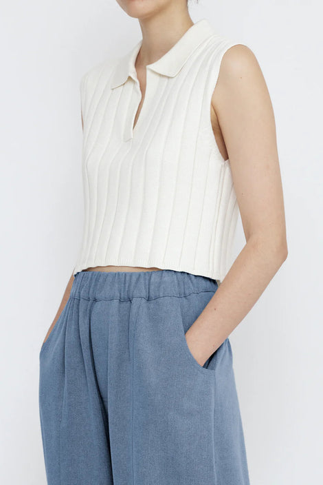 Collared Ribbed Vest
