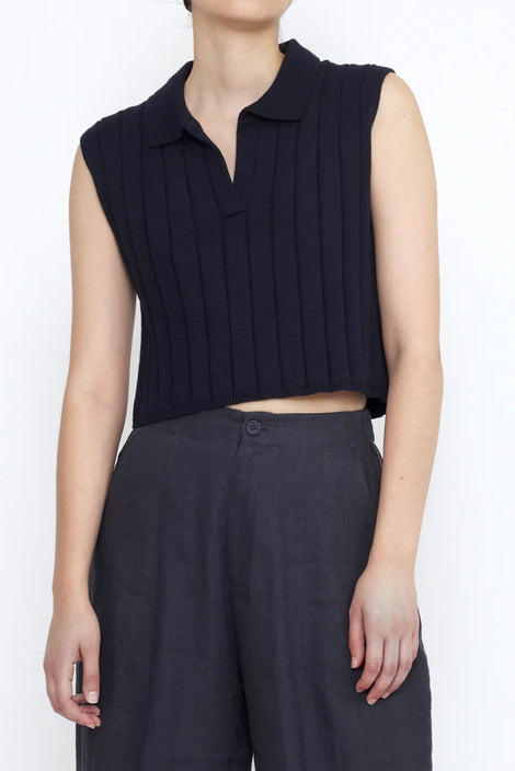 Collared Ribbed Vest