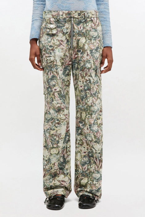 Tapestry Stretched Cotton Pants