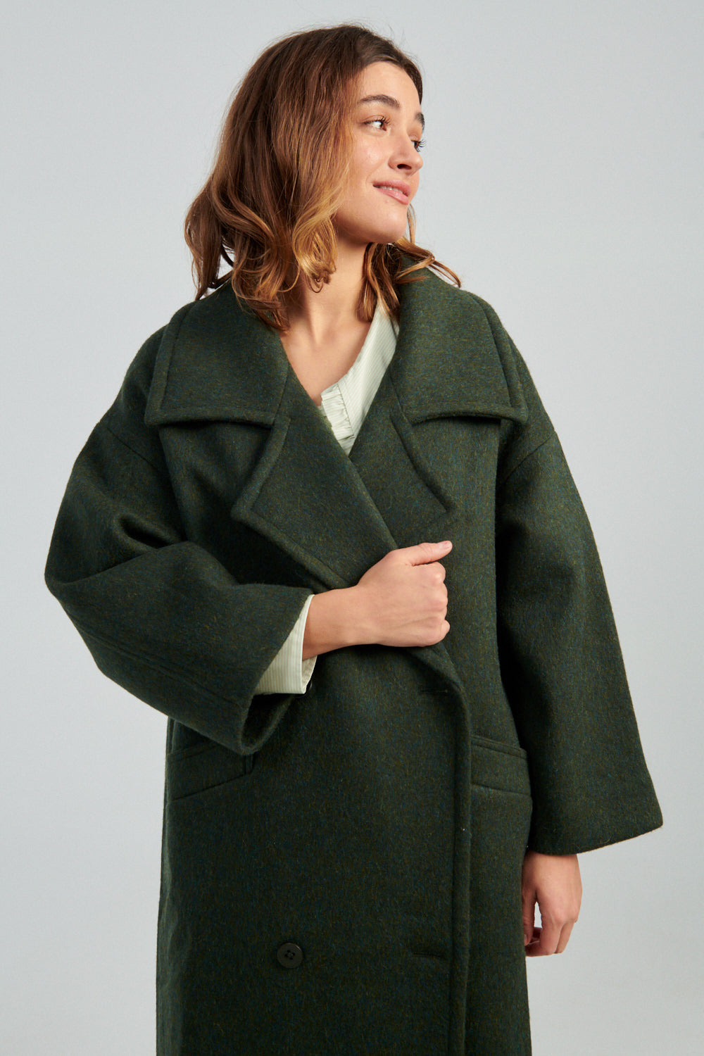 7115 by Szeki Oversized Wool Coat Dark Moss green-Idun-St. Paul