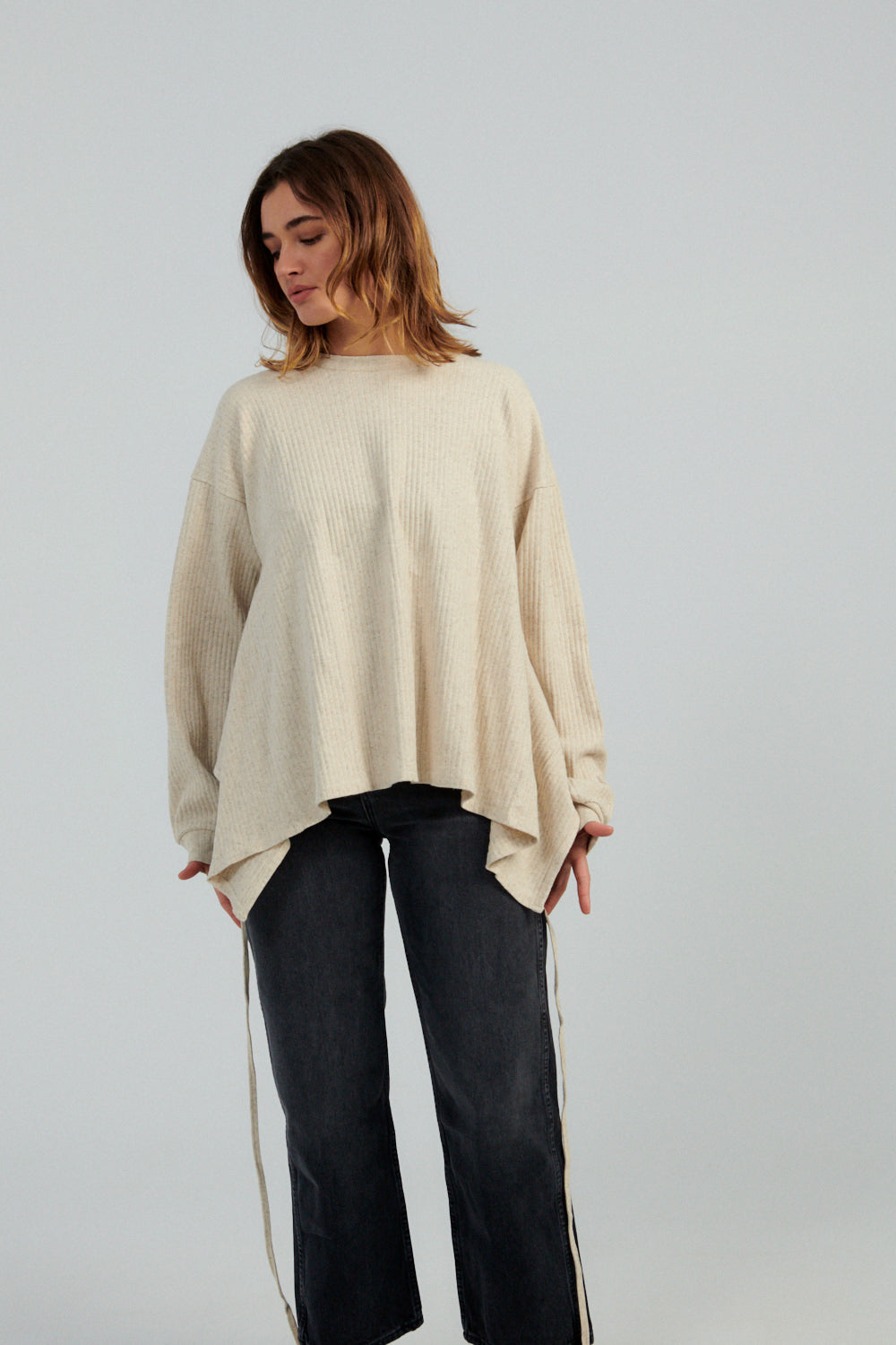 Baserange Shaw Long Sleeve Top Ecru-Baserange wrap top-Idun-St. Paul