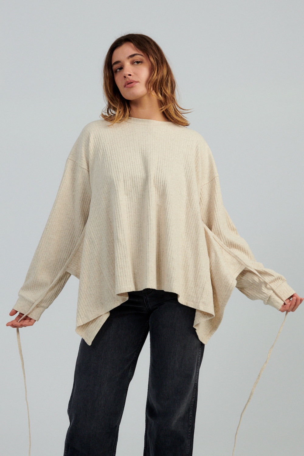 Baserange Shaw Long Sleeve Top Ecru-Baserange wrap top-Idun-St. Paul