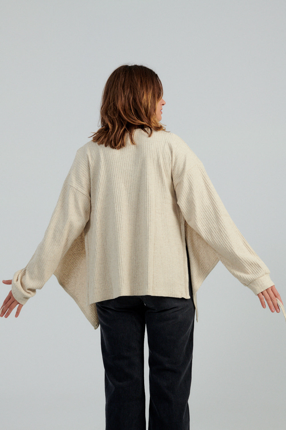 Baserange Shaw Long Sleeve Top Ecru-Baserange wrap top-Idun-St. Paul