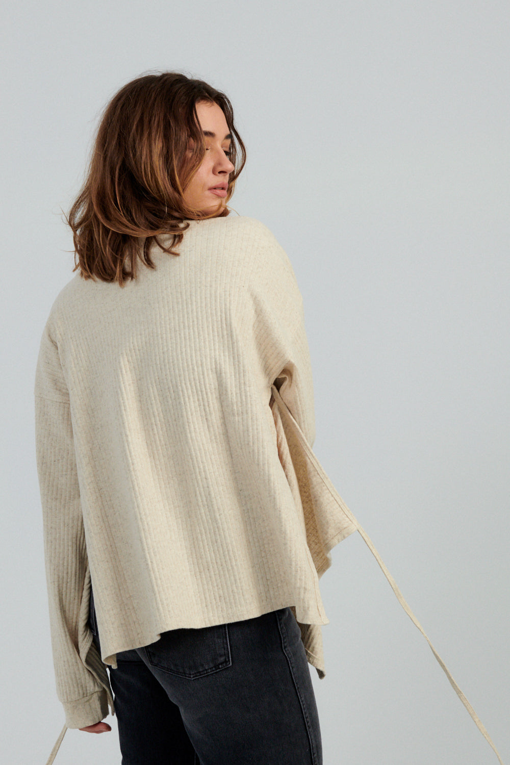 Baserange Shaw Long Sleeve Top Ecru-Baserange wrap top-Idun-St. Paul