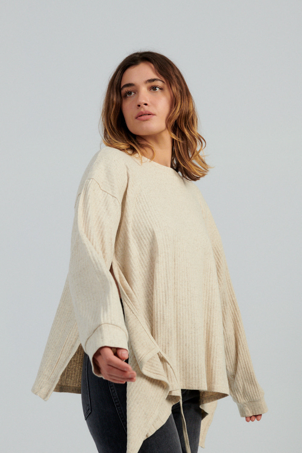 Baserange Shaw Long Sleeve Top Ecru-Baserange wrap top-Idun-St. Paul