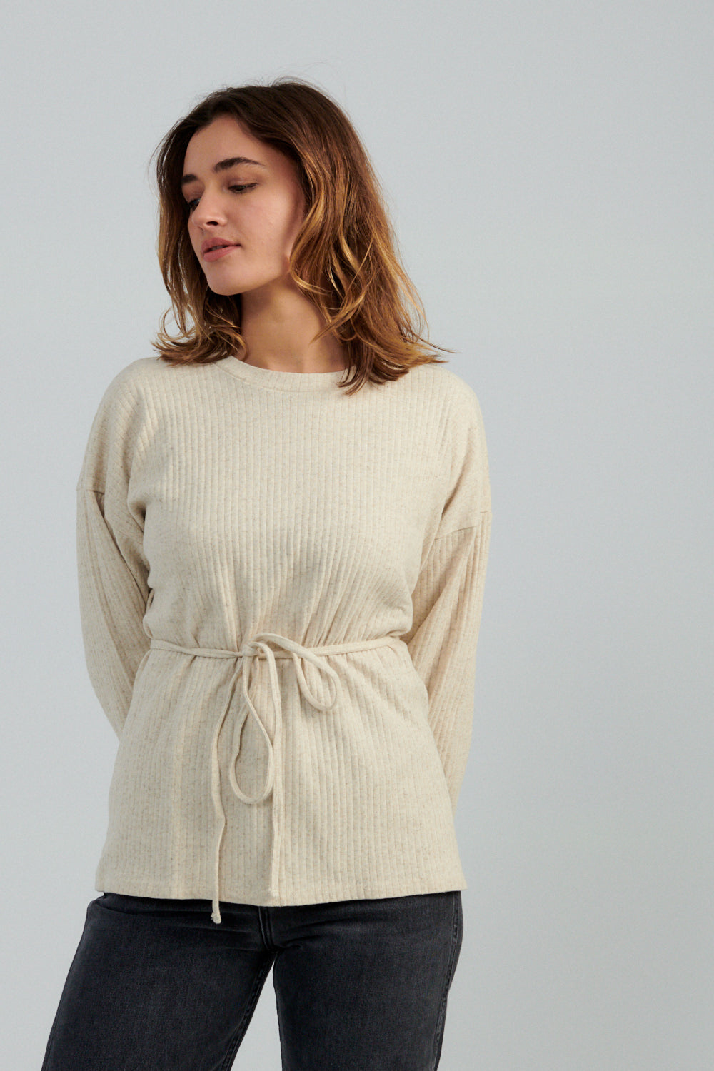 Baserange Shaw Long Sleeve Top Ecru-Baserange wrap top-Idun-St. Paul