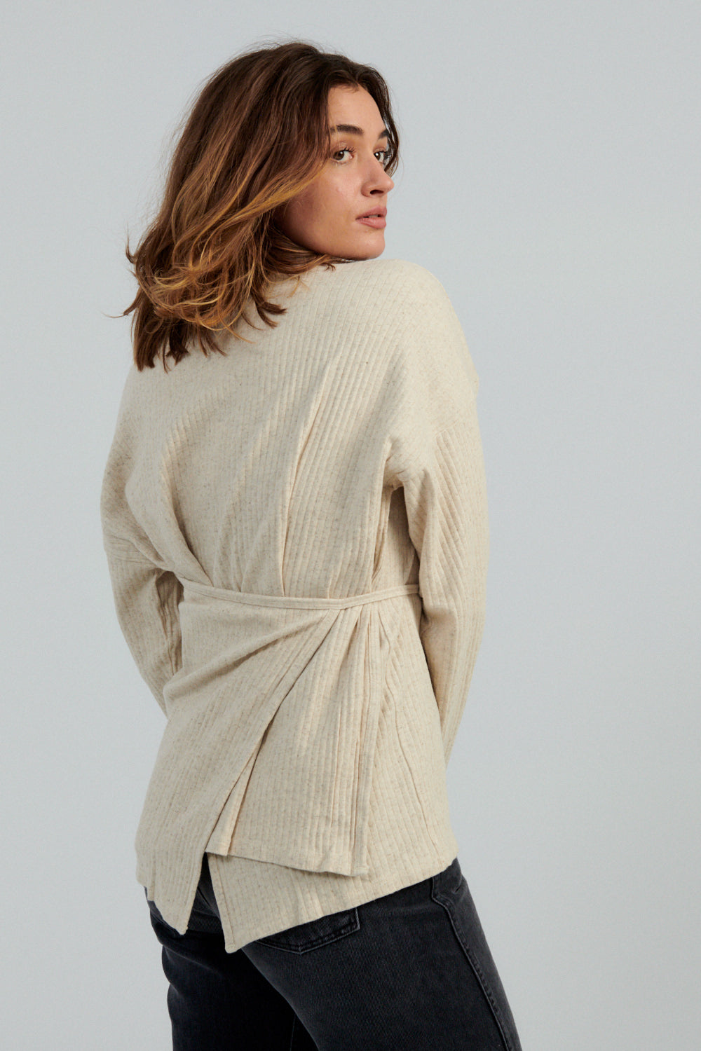 Baserange Shaw Long Sleeve Top Ecru-Baserange wrap top-Idun-St. Paul