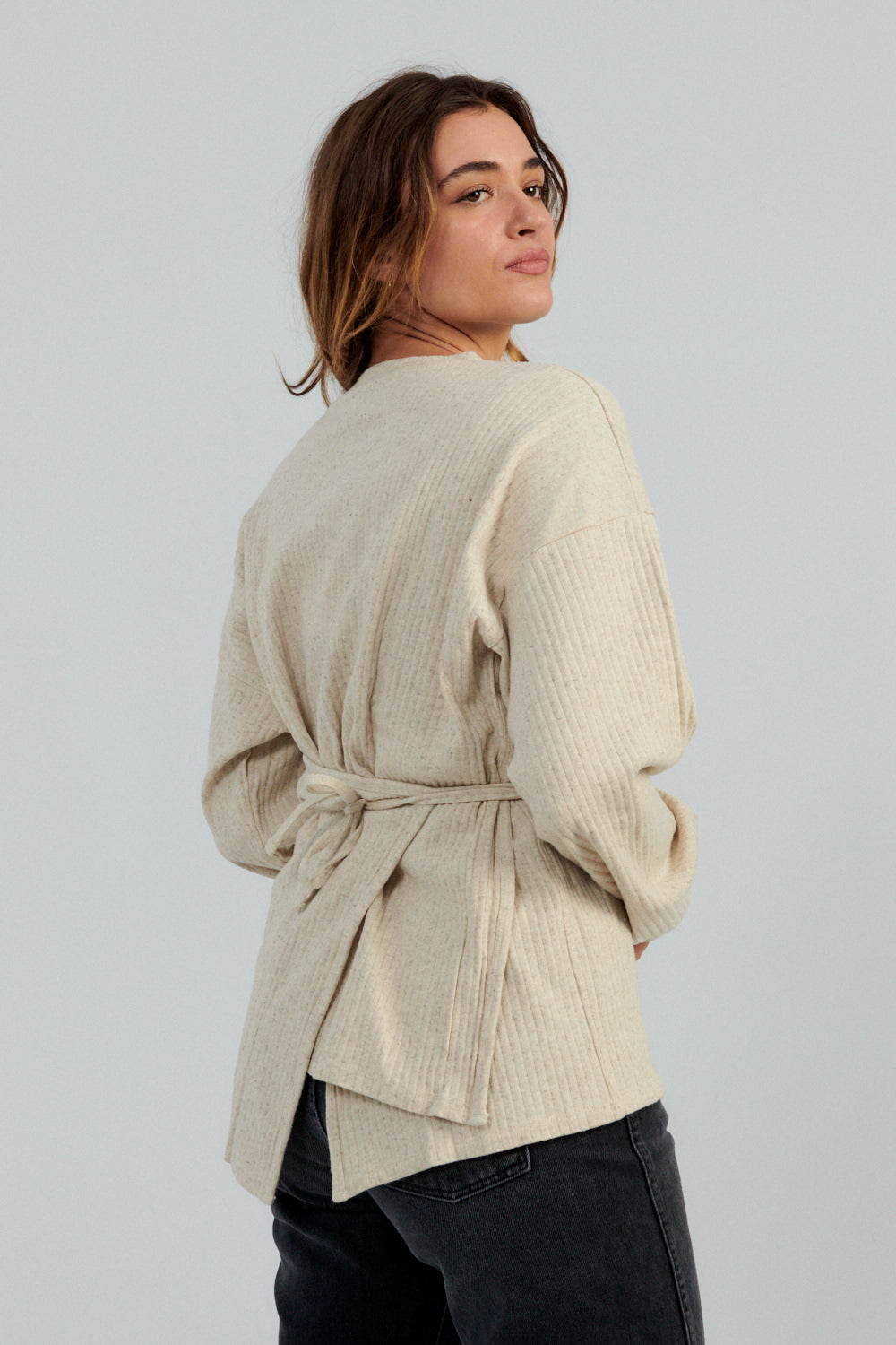 Baserange Shaw Long Sleeve Top Ecru-Baserange wrap top-Idun-St. Paul