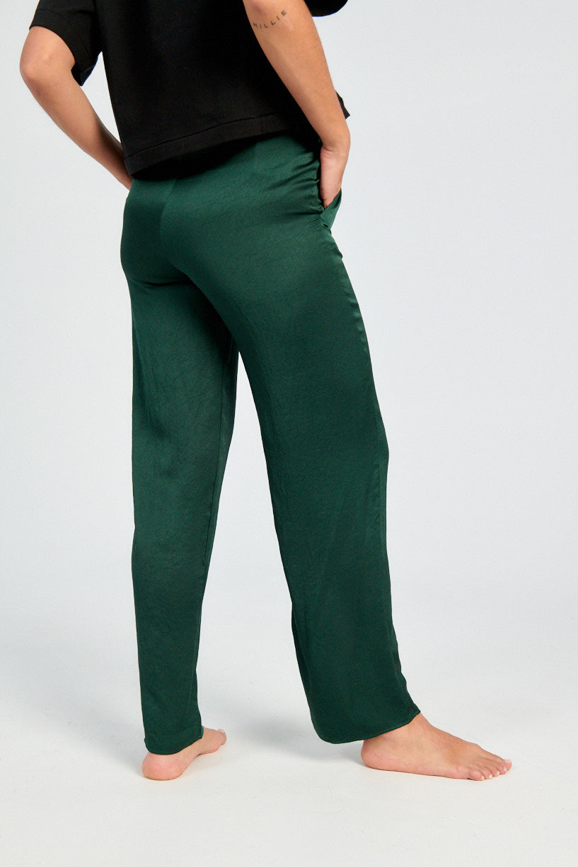 American Vintage Widland Pant green botanique-American Vintage green silk pants-silk trousers-Idun-St. Paul