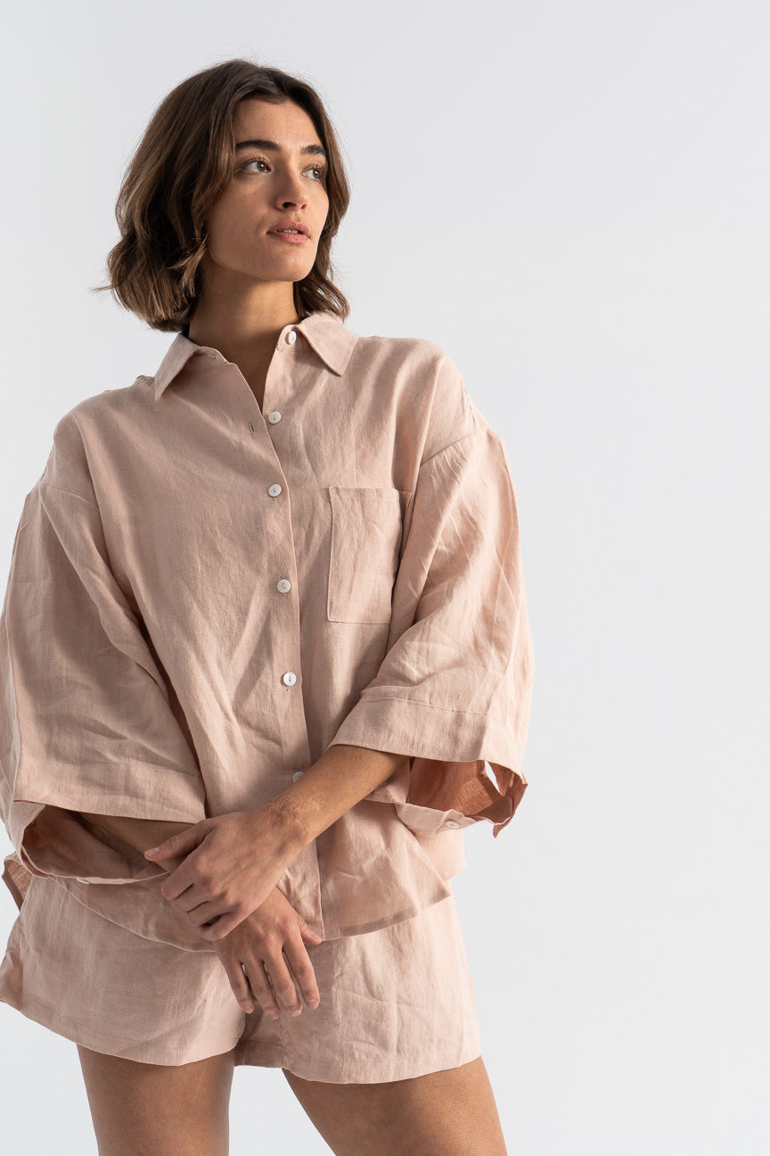 Deiji Studio-Deiji Studio The 03 Set-blush Deiji set-blush linen pajamas-pink pajamas-pink linen pajamas-Deiji pajamas-Idun-St. Paul