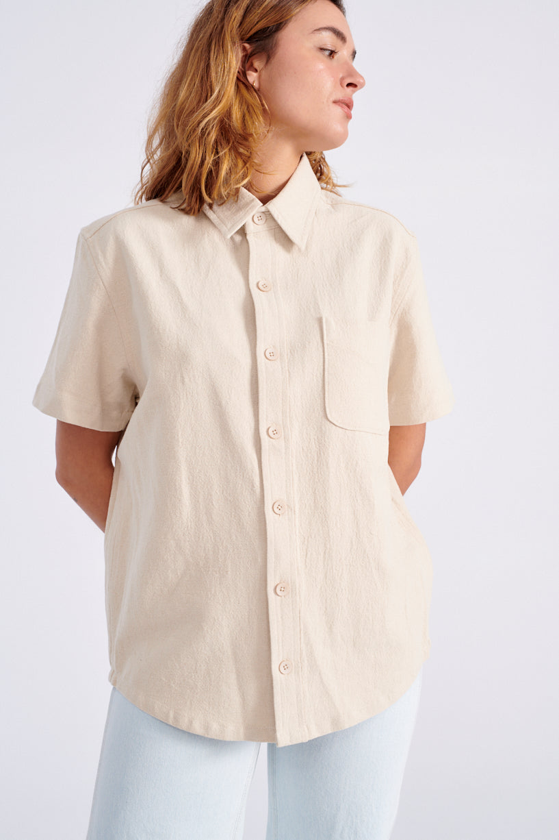 7115 by Szeki Unisex Pocket Shirt oatmeal-oatmeal button down shirt-Idun-St. Paul