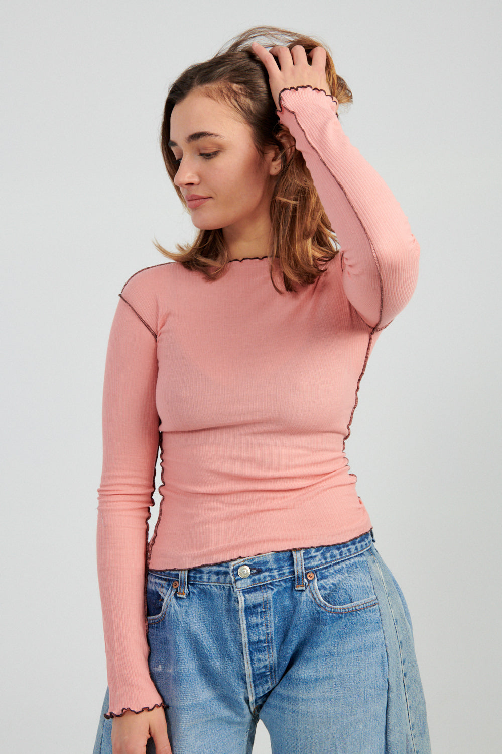 Baserange Vein Long Sleeve Top Ruby pink-Idun-St. Paul