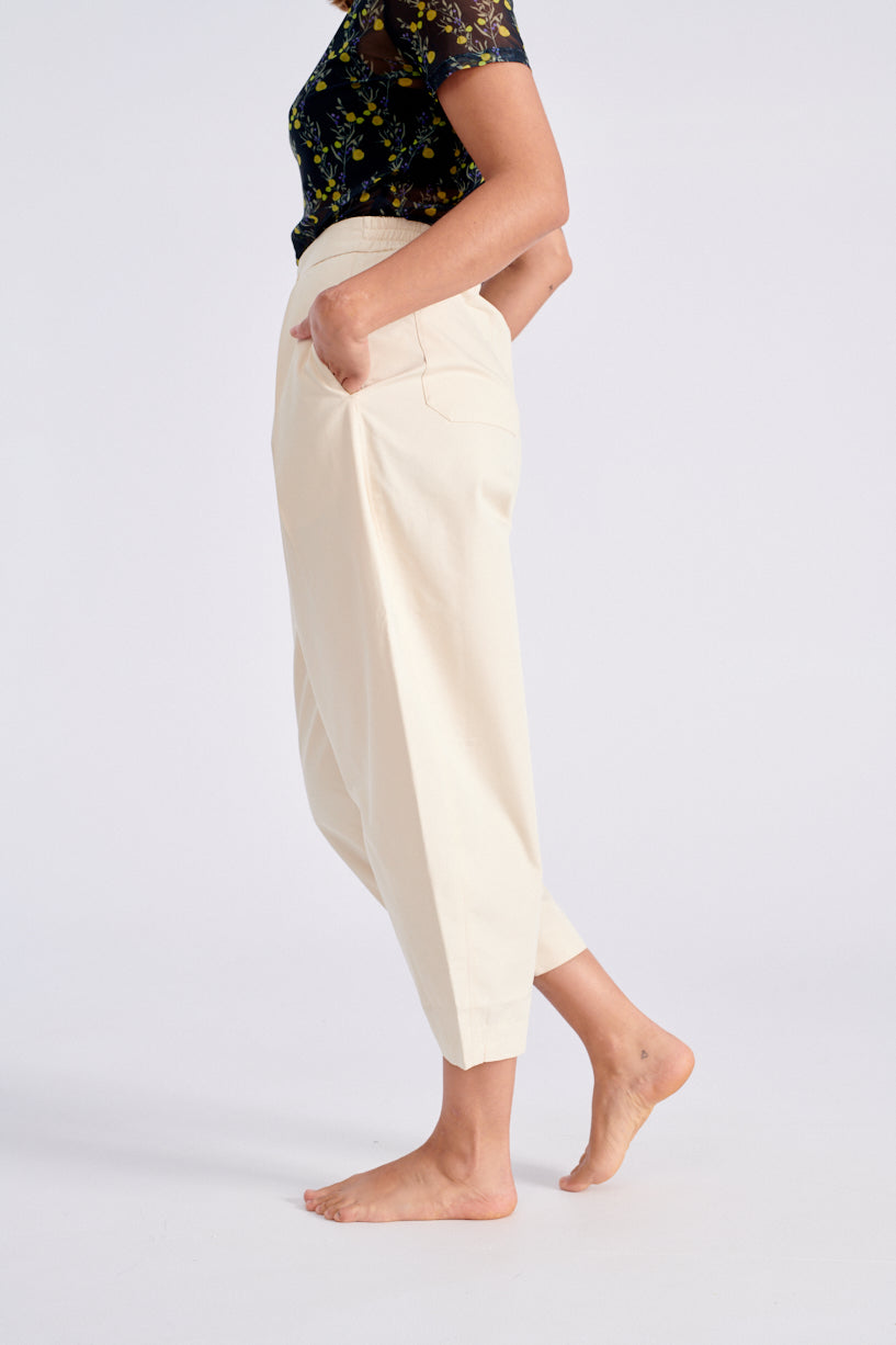 7115 by Szeki Elastic Lantern Trouser-7115 by Szeki white pants-Idun-St. Paul