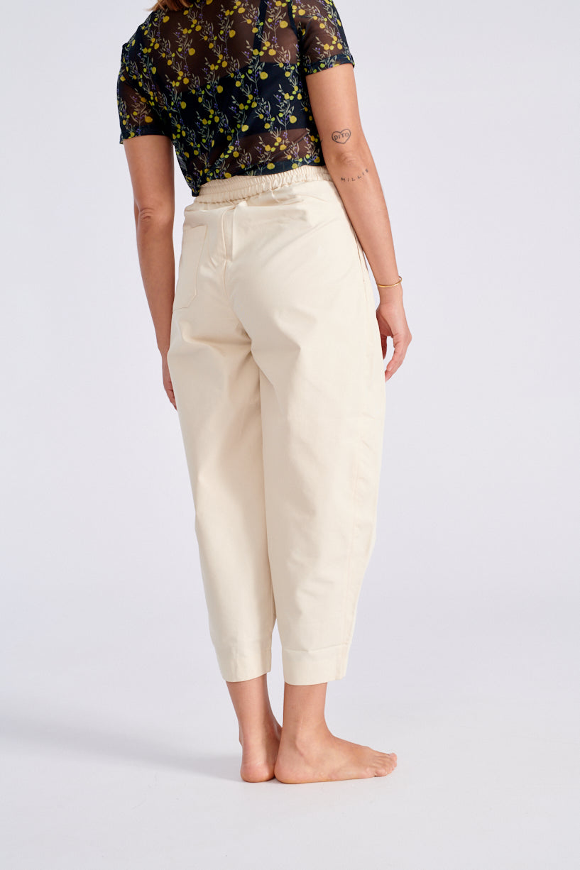 7115 by Szeki Elastic Lantern Trouser-7115 by Szeki white pants-Idun-St. Paul