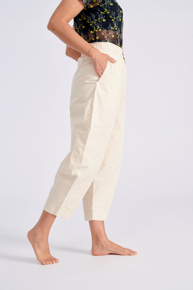 7115 by Szeki Elastic Lantern Trouser-7115 by Szeki white pants-Idun-St. Paul