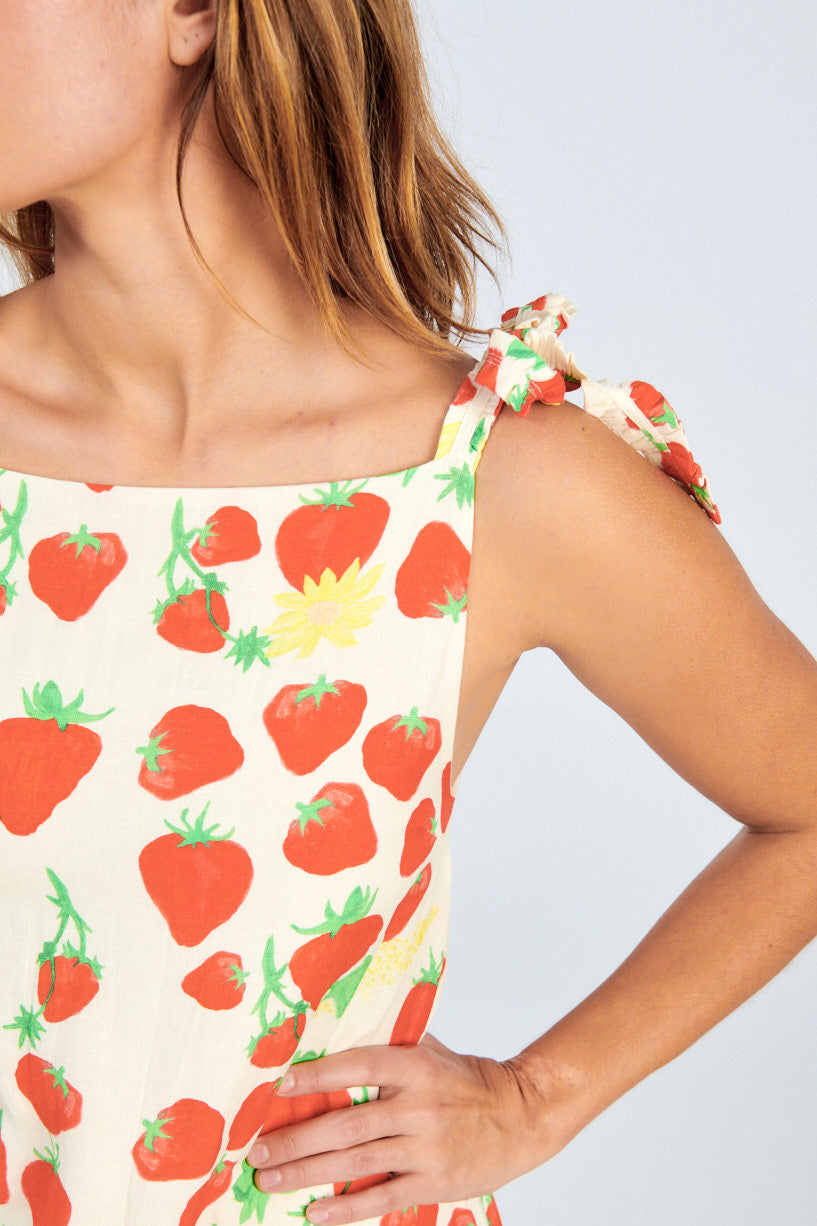 Helmstedt Strawberry Strap Dress-summer strawberry dress-long strawberry dress-Idun-St. Paul