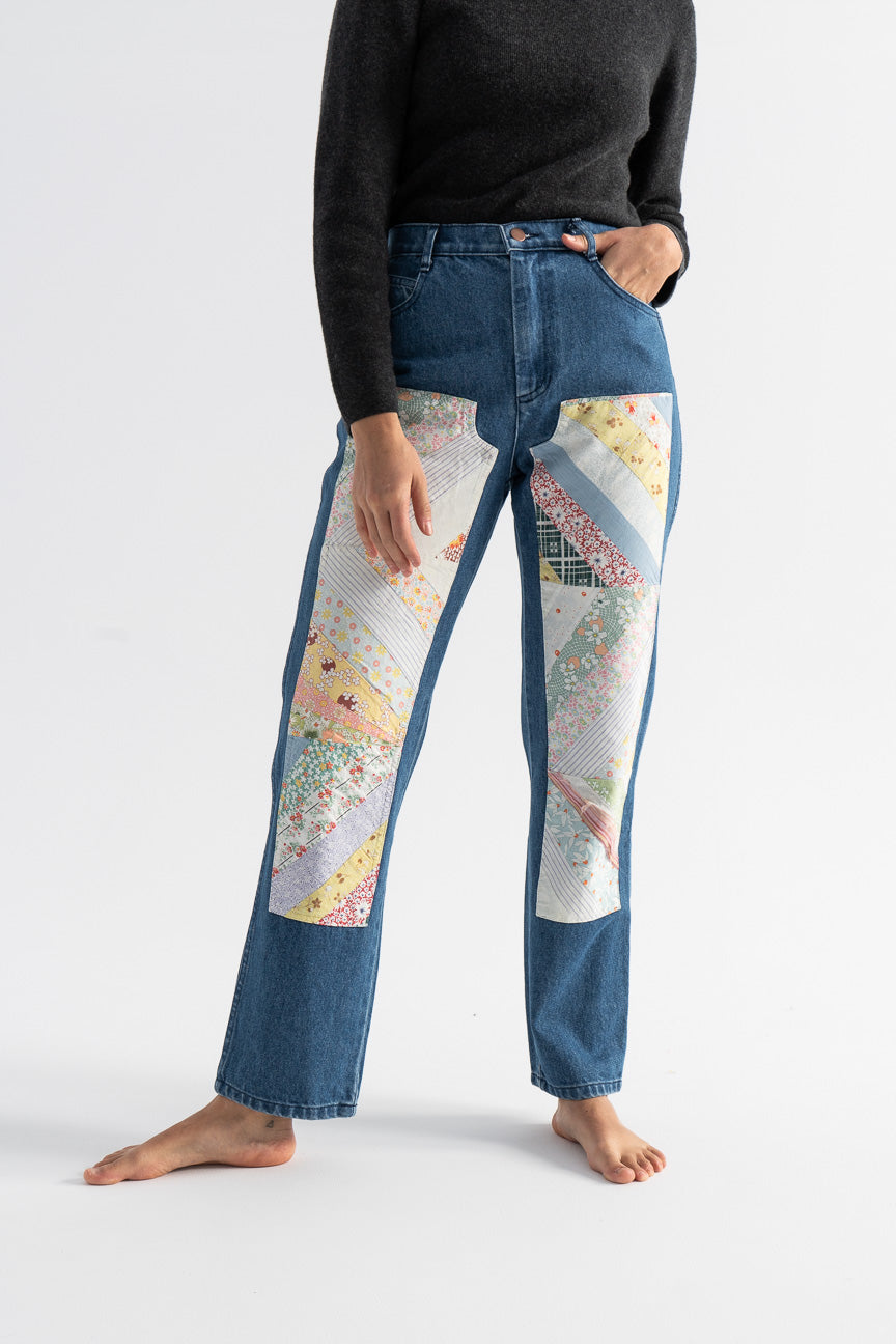 Carleen patchwork jeans-Carleen quilted jeans-Carleen denim-Carleen jeans-vintage patchwork jeans-Idun-St. Paul