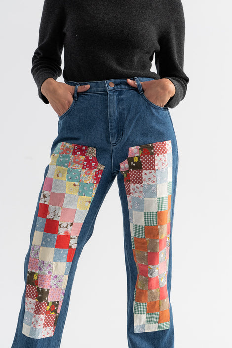 Carleen patchwork jeans-Carleen quilted jeans-Carleen denim-Carleen jeans-vintage patchwork jeans-Idun-St. Paul