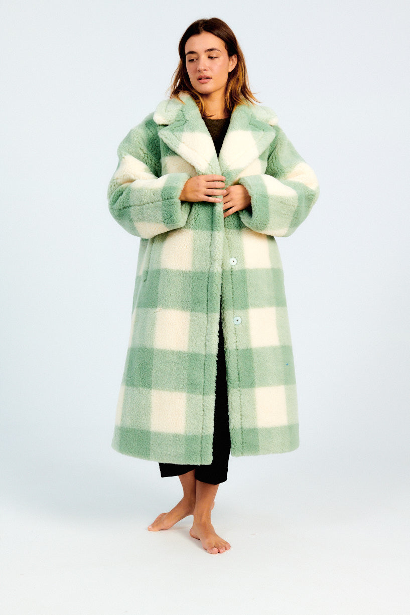 Stand Studio Maria Coat green check-Stand Studio Maria Coat mint-Stand Studio fuzzy winter coat-Idun-St. Paul