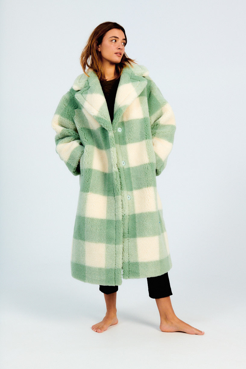 Stand Studio Maria Coat green check-Stand Studio Maria Coat mint-Stand Studio fuzzy winter coat-Idun-St. Paul