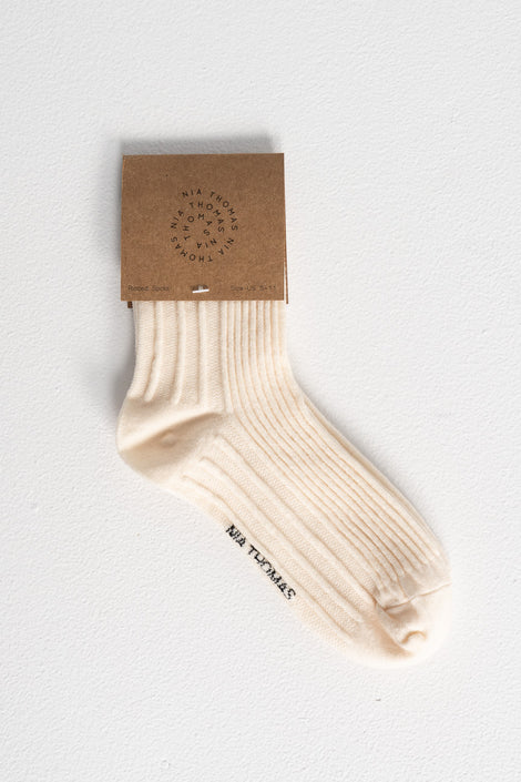 Nią Thomas-Nia Thomas white socks-Nia Thomas wool rib socks-white wool socks-Idun-St. Paul