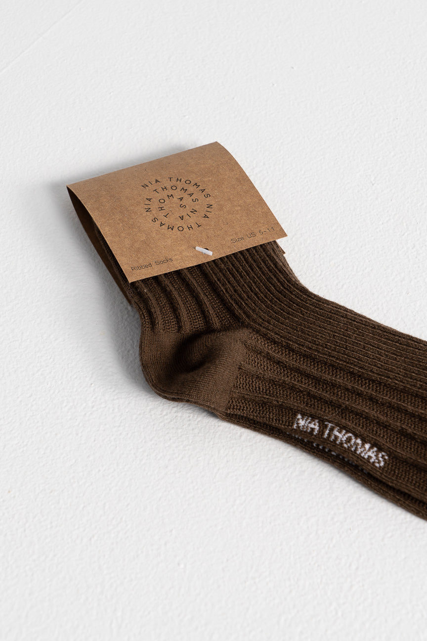 Nią Thomas-Nia Thomas wool rib socks-Nia Thomas winter socks-brown wool socks-Idun-St. Paul