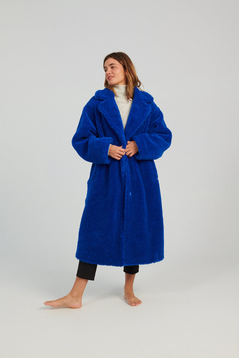Stand Studio Maria Coat electric blue-Stand Studio blue fuzzy coat-Stand Studio blue winter coat-Idun-St. Paul