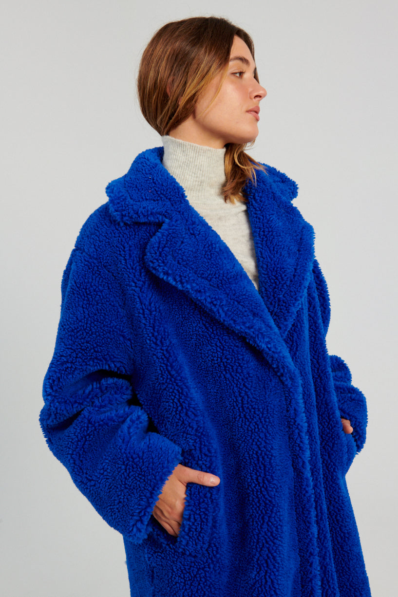 Stand Studio Maria Coat electric blue-Stand Studio blue fuzzy coat-Stand Studio blue winter coat-Idun-St. Paul