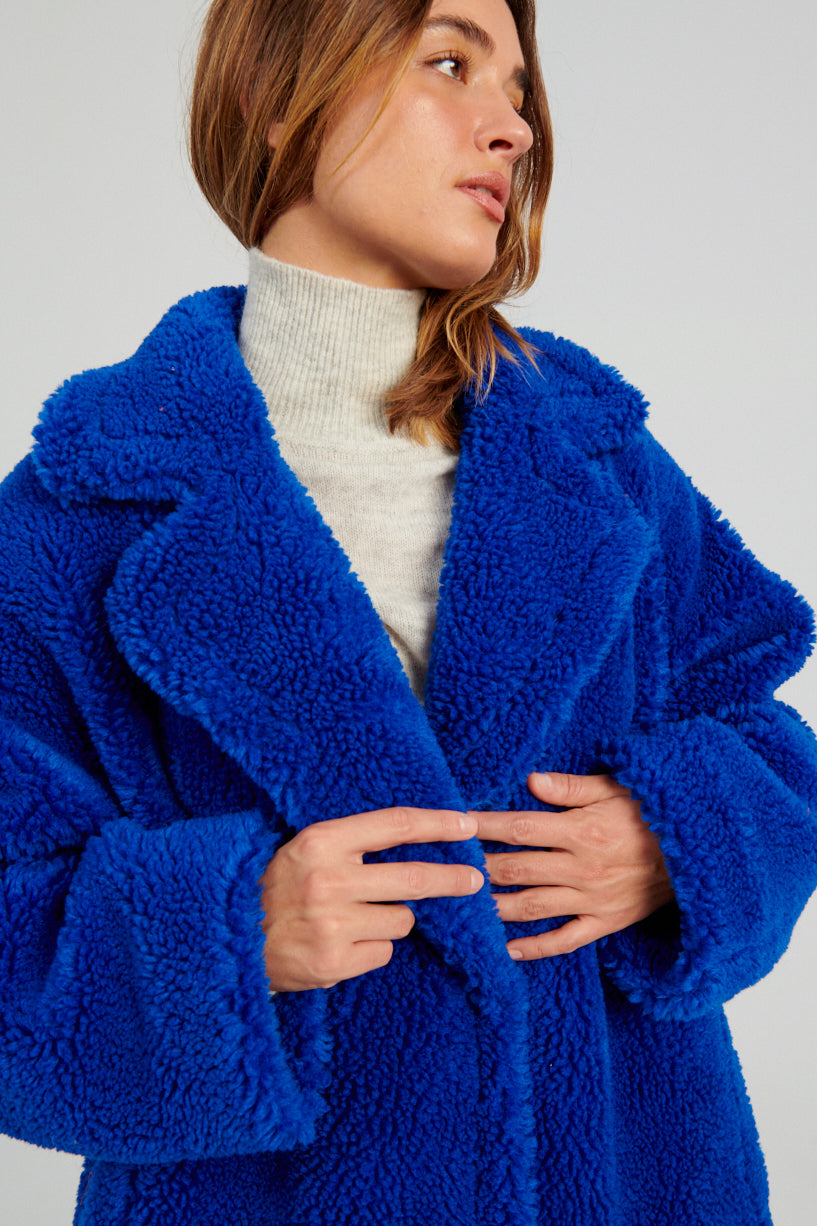 Stand Studio Maria Coat electric blue-Stand Studio blue fuzzy coat-Stand Studio blue winter coat-Idun-St. Paul