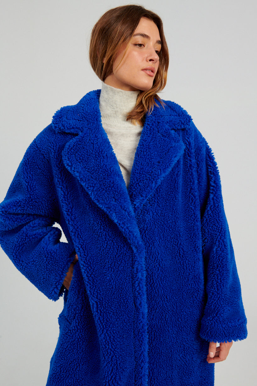 Stand Studio Maria Coat electric blue-Stand Studio blue fuzzy coat-Stand Studio blue winter coat-Idun-St. Paul