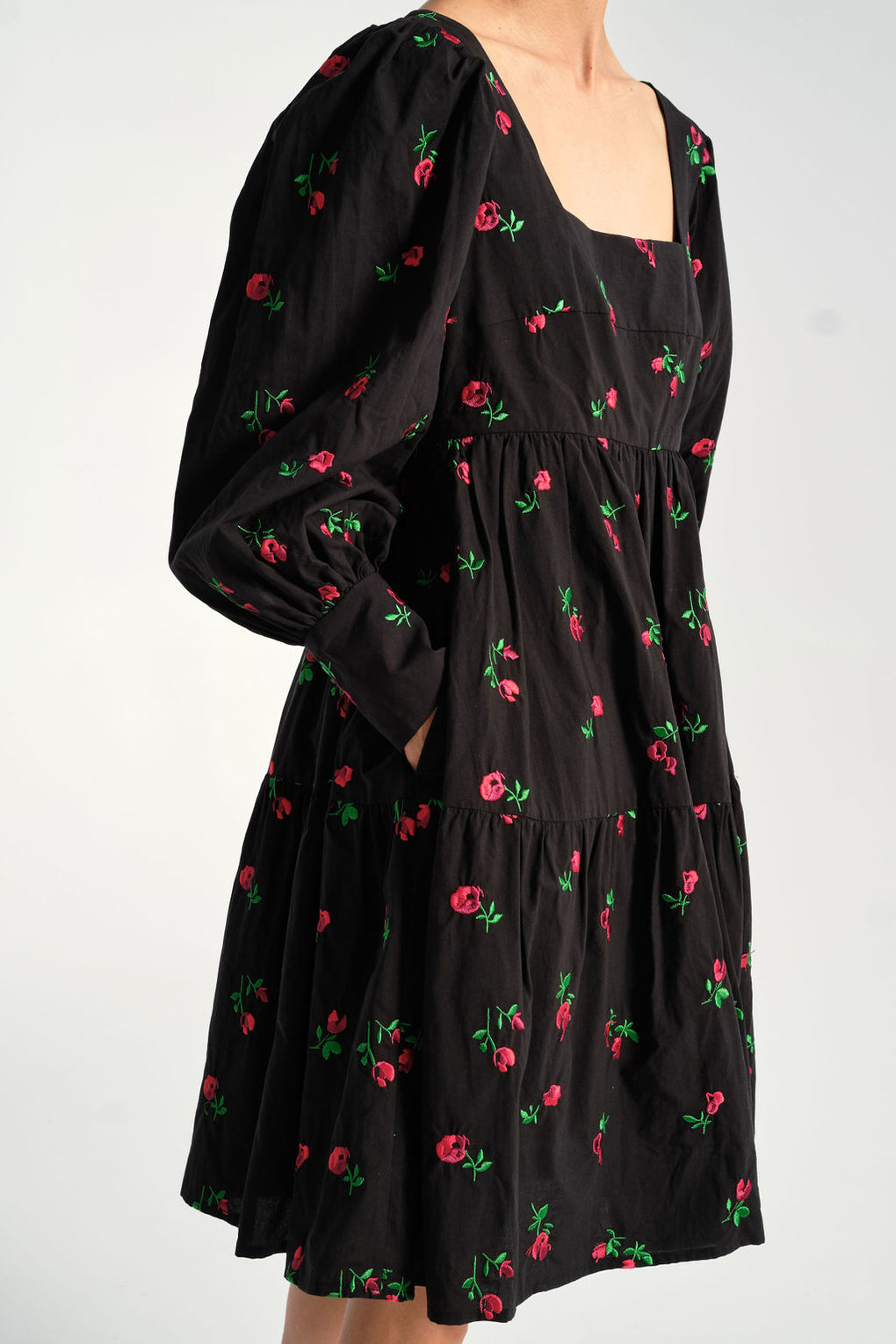 Rachel Antonoff - Christa Empire Dress in Black Rose - Idun - St. Paul
