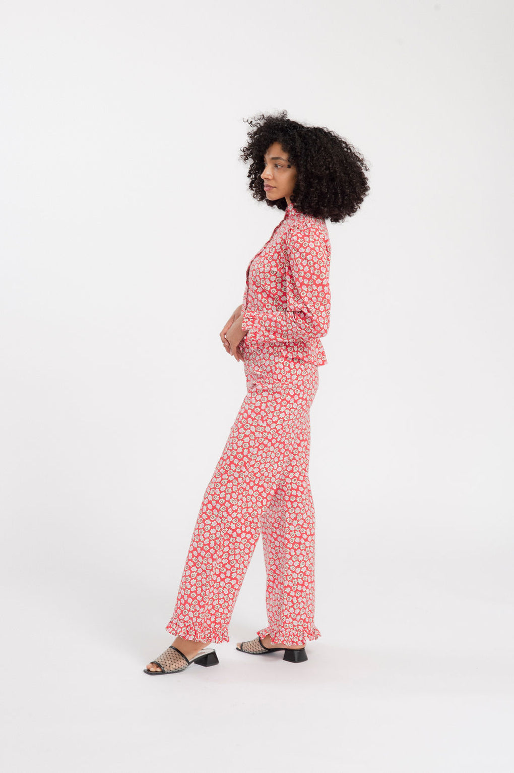 Batsheva Ruffle Pant-Batsheva red floral pants-Batsheva red pants-Idun-St. Paul