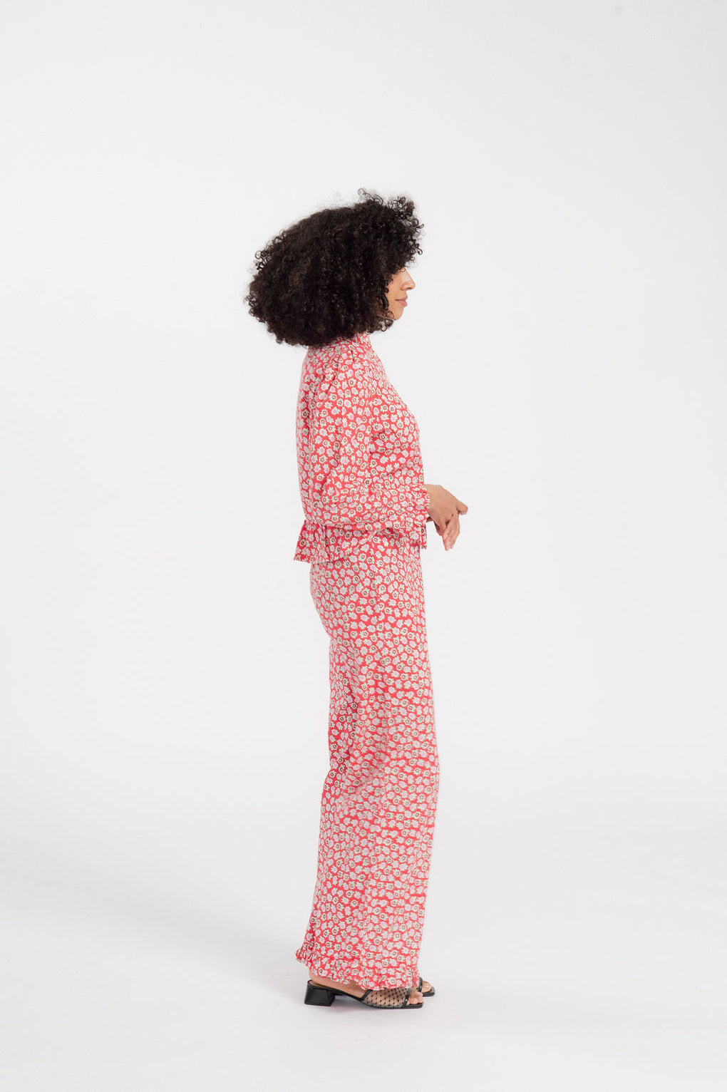 Batsheva Ruffle Pant-Batsheva red floral pants-Batsheva red pants-Idun-St. Paul